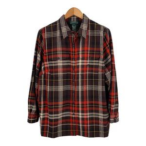 Ralph Lauren Black and Red Worsted Wool Plaid Shirt Size 1X Shacket